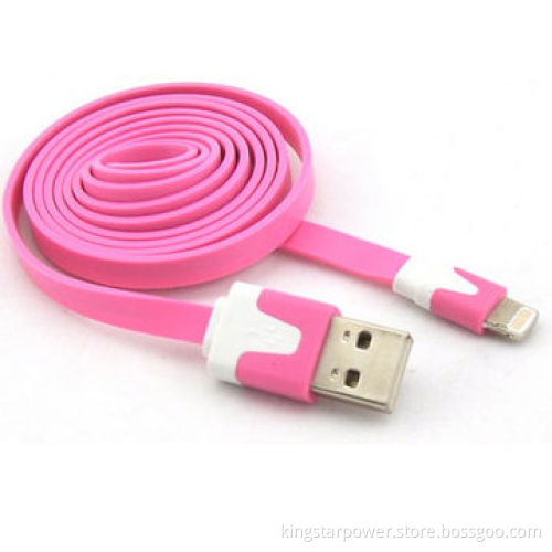 USB Data Cable for iPhone 5/5s/5c/iPad mini 4/iPod Nano 7/Touch 5, 8-pin, Flat Noodle, iOS7.1